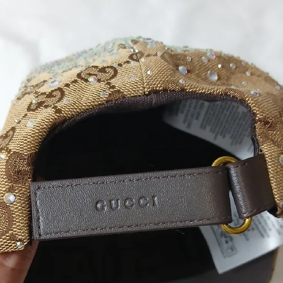 Gucci Brown Monogram Crystal Cap - Picture 3 of 5